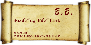 Buzásy Bálint névjegykártya